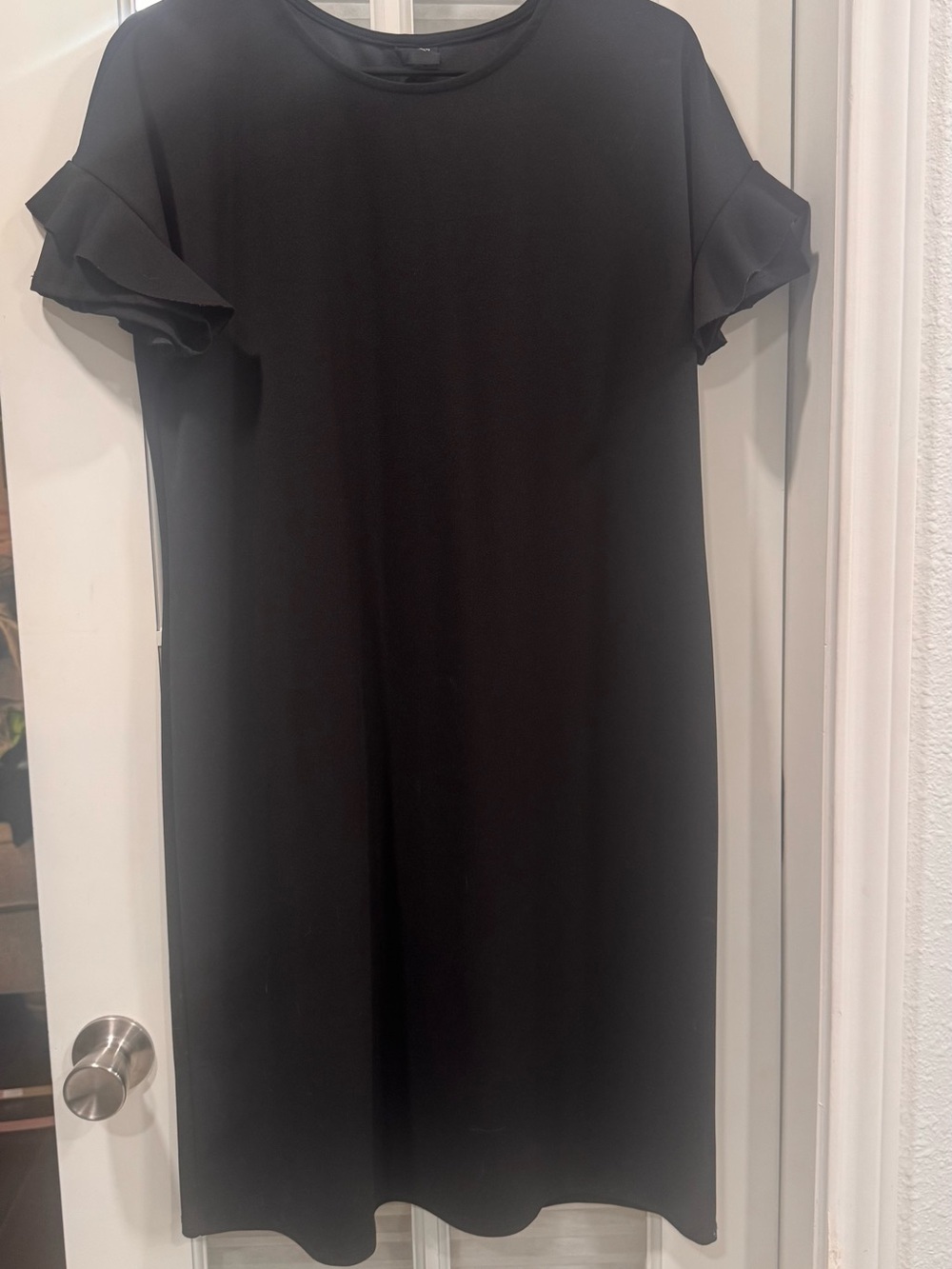 Black Ruffle Sleeve Shift Dress